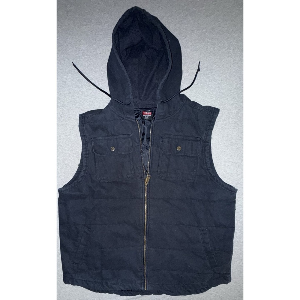 Wrangler Workwear Mens Navy Blue Canvas Hooded Padded Vest Size XXL
Versatile